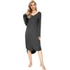 WiWi Camicie da notte in bambù da donna morbida a maniche lunghe camicia da notte comode camicie da notte pigiama taglie forti S-4X, Carbone Heather, L