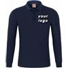 XEDLIY Personalizzato Polo Camicia Personalizzazione/Design Logo Uomini Donne Manica Lunga Polo Camicia Squadra Casual Top Navy Blue,XL