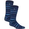 HEAT HOLDERS Confezione da 2 paia di calzini invernali antiscivolo da uomo con pinze | Calzini caldi in pile, Blu navy/Denim, 6-11