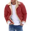 Vexiangni Giacca di peluche da uomo Teddy, in pile, con chiusura a strappo, soffice, elegante cappotto in pile, morbido, basic, Colore: rosso, XL