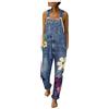 IQYU Salopette da donna Jeans: tuta baggy con bretelle regolabili, pantaloni lunghi oversize, jeans elasticizzati, vintage, salopette in jeans con gamba larga, pantaloni estivi, Blu, XXXL