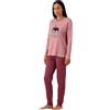 maryplaid MaryHome Pigiama Donna Invernale 100% Cotone Interlock - Maglia Rosa con Casaetta + Pantalone Coordinato Caldo, Morbido, Traspirante Abbigliamento Notte Art. 6P85043 (IT, Testo, XL, Regular, Regular)