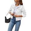 vewoza Giacca da donna in denim tinta unita cappotto oversize manica lunga basic button down giacca di jeans con tasche Streetwear, bianco, S