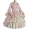 BOTCAM Moda Donne Vintage Gothic Court Square Collare Patchwork Bug Abito Medievale Armatura Costume Bambini, Colore: rosa., S