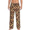 TTIGLHOH Fun Food Hot Dog Uomini Poliestere Pigiama Pantaloni Lunghi Pj Bottoms, Sleepwear Lounge Sleep Pants Con Tasche Pack, Nero , 3XL