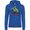 Sabor srl Felpa con Cappuccio Ufficiale Hulk. Modello Logo Viola. Stampa frontale. Prodotto ufficiale. Unisex. Blu. Taglie da Bambino. (3-4 anni)