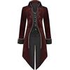 MaNMaNing Gotico Uomo Maschio Vintage Slim Medievale Retro Halloween Punk Giacca Costume Cosplay Bordo Oro Cappotto Giacca Gothic Frac Costume Vintage Tuxedo Halloween Cappotti Festa in maschera Medievale