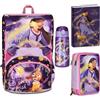 Seven Wish Set Scuola, Zaino Estensibile con Astuccio 3 Scomparti, Diario e Borraccia, Lilla e Rosa, Collezione Strong Heart Bright Spirit