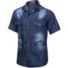 EACH WOMEN Camicia di Jeans da Uomo in Cotone Manica Corta con Bottoni Rivetti Camicia Casual da Uomo Standard Occidentale Barstow