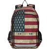 HMZXZ Zaino vintage con bandiera americana, zaino per la scuola, leggero, zaino da viaggio per studenti, con strisce riflettenti, Multi