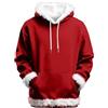 Generic Maglione natalizio da uomo, con cappuccio, in morbido pile, con cappuccio, pullover invernale, caldo, per Natale, festività, feste, divertente, con tasca, streetwear (rosso, XXXXL)