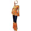 Generico Costume hippie da donna anni '60 anni '70, abbigliamento hippie per carnevale, costume da discoteca, Halloween, carnevale, discoteca