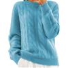 Generic Maglioni Donna Cashmere Maglia Teddy Donna Maglione Semi da A Maniche Lunghe Pullover Tinta Unita con Camicia Base Maglione Caldo Autunno E Inverno Marrone Maglia Pile Blue M