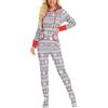 Generic Piedi coperti in pile da donna con cappuccio intero pigiama completo morbido caldo pigiami tuta pantaloni comodi set letto, Grigio, M