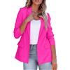 Generic Cappotto da donna con cerniera da donna, alla moda, casual, a maniche lunghe, con colletto dentellato, cardigan da donna, giacca da donna, taglie forti, maglioni invernali, Rosa acceso, L
