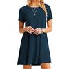 PUDANA Don'T Swing Hem Casual Abito Corto Cameriere Grosso Colore Solido Midi Vestito Rilassato Adattabile Abito Cisterna Lunghezza Ginocchio Nero XL