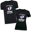 D&Vlab Coppia di T-Shirt Magliette per Festa Baby Shower Boy Or Girl Gender Reveal Annuncio di Gravidanza Maschietto o Femminuccia Blu o Rosa