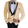 Leader of the Beauty Abito da uomo 3 pezzi Slim Fit One Button Prom Suit sposo smoking matrimonio Blazer+gilet + pantaloni, Champagne, 38chest/32waist