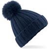 COOZO Unisex Berretto Grosso in Pelliccia Sintetica con Pompon Verbier - Marina Militare - Taglia Unica
