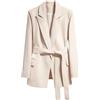 Rfmfkkg Blazer da donna a maniche lunghe, con lacci, casual, ampio, da ufficio, Bianchi Avorio, S
