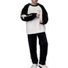 Celanisai Pigiama da Uomo Lungo in Flanella con Pile Caldo Invernale, Set a Due Pezzi, Casacca e Pantaloni, Abbigliamento da Camera a Maniche Lunghe, Set di Pigiami Termico Caldo, O nero., 4XL