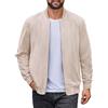 COOFANDY Giacca da Uomo in Pelle Scamosciata Leggera Bomber Giacca Casual Varsity Vintage in Ecopelle, Beige, X-Large