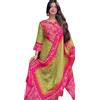 Sambhav Quilt Hub Chinon Silk Designer bandej Stampa Festive Wear Kurti Pant E Duppta, Multi, Large
