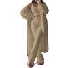 Edelaura Set di Pigiama da Donna in Pile 3 Pezzi Invernale Caldo Lungo Monocromatico Casual con Canottiera Giacca in Pile a Maniche Lunghe e Pantaloni a Vita Alta Abbigliamento da Casa