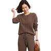 Niiyyjj Pullover girocollo a maniche lunghe da donna 100% lana merino maglione lavorato a maglia in cashmere solido, Marrone moka, M