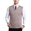QCBH Maglia uomo smanicata tinta unita, scollo a V in misto cashmere, pullover casual, gilet in maglia