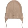 Tommy Hilfiger Rib Flag Beanie Au0Au02006 Berretto, Brown (Malted Milk), L Unisex-Bambini e Ragazzi