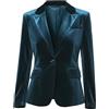Allegra K Blazer in Velluto da Donna con Revers a Lancia Manica Lunga Giacche da Abito con Un Bottone Elegante da Ufficio Blu XL