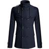 Modeewel Trench Cappotto invernale da uomo, caldo, cardigan, sottile, business, outwear corto, cappotto di lana doppiopetto, foderato, elegante, con colletto a risvolto, giacca a vento, Blu mare, M