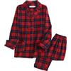 Generic Set pigiama da donna con bottoni, set da notte per le donne con stampa scozzese di Natale, pigiama da donna, comodo abbigliamento da casa con bottoni e pantaloni a gamba larga, abbigliamento casual a