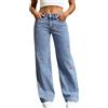 Generisch Jeans a gamba larga per donna, jeans a vita alta con cuciture dritte, jeans palazzo in denim con ricamo a ciliegia, jeans stretch vintage streetwear, jeans a zampa di elefante, jeans casual