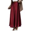 Generisch Gonna da donna, elegante, lunga, in raso, elasticizzata, rockabilly, stile vintage, linea ad A, a vita alta, gonna a pieghe, casual, per il tempo libero, per feste e feste, Colore: rosso, M