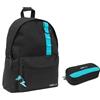 PRESTIGE & DELUXE Zaino Mare Fuori stile Americano per la scuola e tempo libero + astuccio ovale zip + 7 penne a scatto e portachiave fischietto