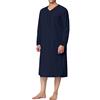 MIOTEQ Camicia da Notte da Uomo a Maniche Lunghe Camicia da Notte in Cotone Loose Comfy Sleep Shirt Morbida Camicia da Notte Housecoat S-XXXL,Marina Militare,3XL