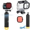 SOONSUN Custodia impermeabile e maniglia per GoPro Hero 13 12 11 10 9 Nero | Custodia protettiva subacquea da 50 m con impugnatura galleggiante e filtro rosso, accessori per immersioni subacquee e