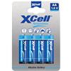 XCell Performance Alkaline LR6 Mignon AA batteria (4 pezzi in blister di cartone, prestazioni ottimali, alta densità di energia, lunga durata) 136150