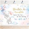 Newsely Double The Trouble Twice The Fun Twins Baby Shower Decorazioni Sfondo 7Wx5H Fotografia Elefante Genere Rivela Blu Rosa Sfondo Ragazzi Ragazze Festa Banner Photo Booth Puntelli Forniture