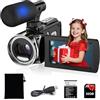 Rumyums Videocamera UHD 4K 48 MP Vlogging Camera Recorder 3.0 pollici IPS Screen 18X Zoom Camcorder Camera con microfono per bambini, adolescenti, studenti, principianti (nero)