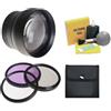 Digital Nc Canon VIXIA HF M400 2.2X - Obiettivo super teleobiettivo ad alta definizione + kit di 3 filtri 43 mm + anello 43-58 mm + kit di pulizia Nwv Direct 5 pezzi