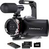 Dumjug Videocamera 4K, 64 MP, UHD, doppia fotocamera per YouTube, zoom digitale 21X, schermo IPS Vlog, con microfono esterno, stabilizzatore, telecomando, 2 batterie, telecomando, scheda di memoria