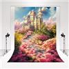Kate Backdrop Fotografia 2,5x2,5m/8x8ft Castello di sogno Shooting Backdrop per Party Decorazione floreale colorata per giardino romantico Sfondo in microfibra per ritratti