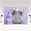 Kate Backdrops Festa di compleanno Foto Studio Sfondi 2,5x2,5m/8x8ft Viola Palloncini microfibra Sfondo in legno per giardino Decorationg Sfondo muro scintillante per compleanno Baby Shower