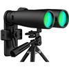 Generic Binocolo 12x50 per adulti con nuovo adattatore per smartphone, con messa a fuoco notturna facile in condizioni di scarsa illuminazione, binocolo impermeabile, con prisma BAK-4, obiettivo FMC, oculare