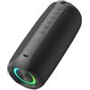 Denash Altoparlante BT Portatile, Luci RGB Wireless, Altoparlante Full Range con Surround a 360°, Tecnologia Premium, Distanza di Trasmissione BT 5.4 10 M, Batteria 3600 MAh (BLACK)