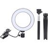 ChengyuWei Anello luminoso USB da 6 pollici con treppiede e bastoncino per selfie, luce di riempimento a LED dimmerabile per streaming live, trucco e videochiamate, 3 temperature di colore,