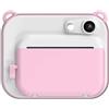 FLADO Fotocamera per Stampa Termica Fotocamera per Bambini con Stampa Istantanea in Bianco e Nero, Fotocamera per Bambini con Stampa a Colori, Regalo per Bambini (Rosa)